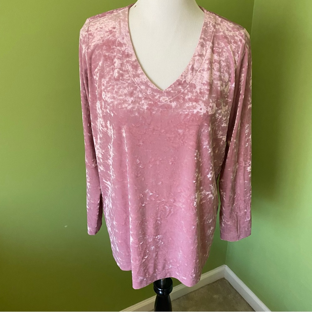 J. Jill Pink Velvet V-neck Tunic